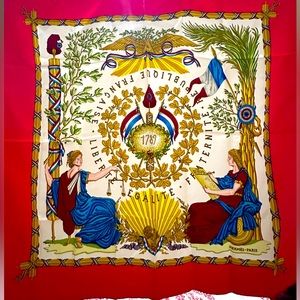 Hermes Silk Scarf Carre 90 Liberte Egalite Fraternite Republic Francaise 1789